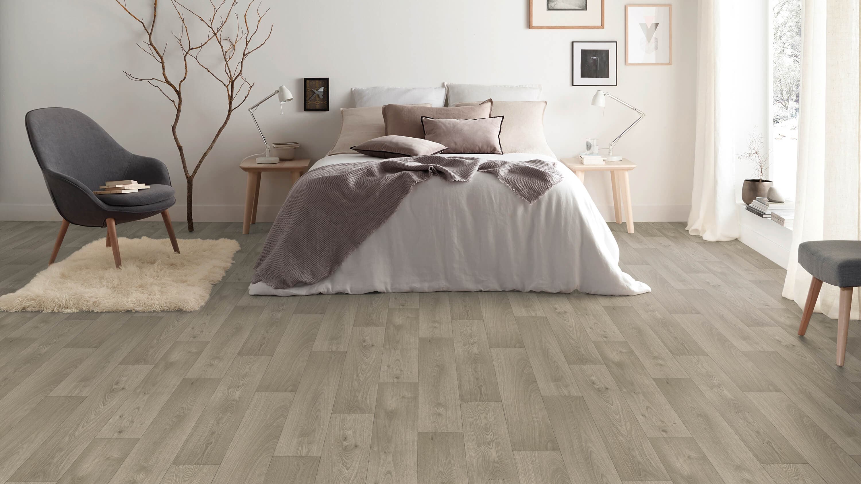 Vinyl flooring in living areas & bedrooms